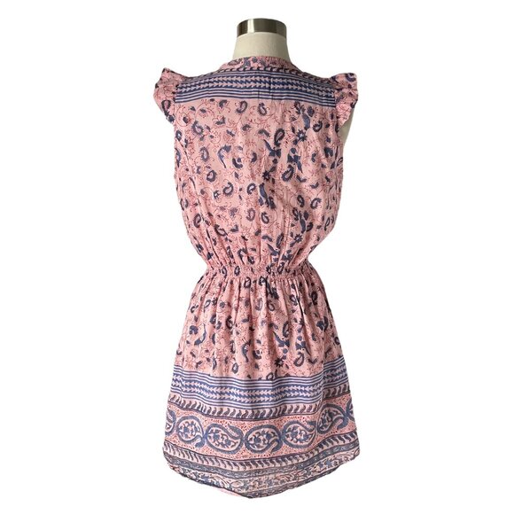 Alicia Bell Lola Pink Blue Silk Cotton Mini Dress Size XS Boho - Picture 4 of 7